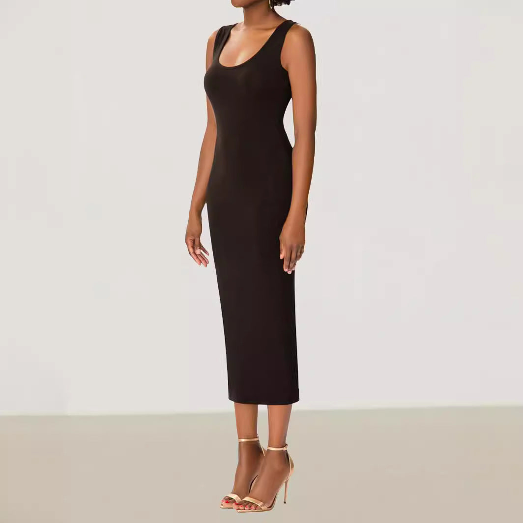 Sleeveless U-neck Sheath Dress