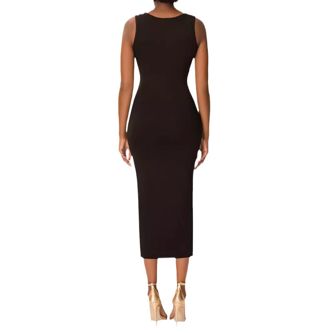 Sleeveless U-neck Sheath Dress