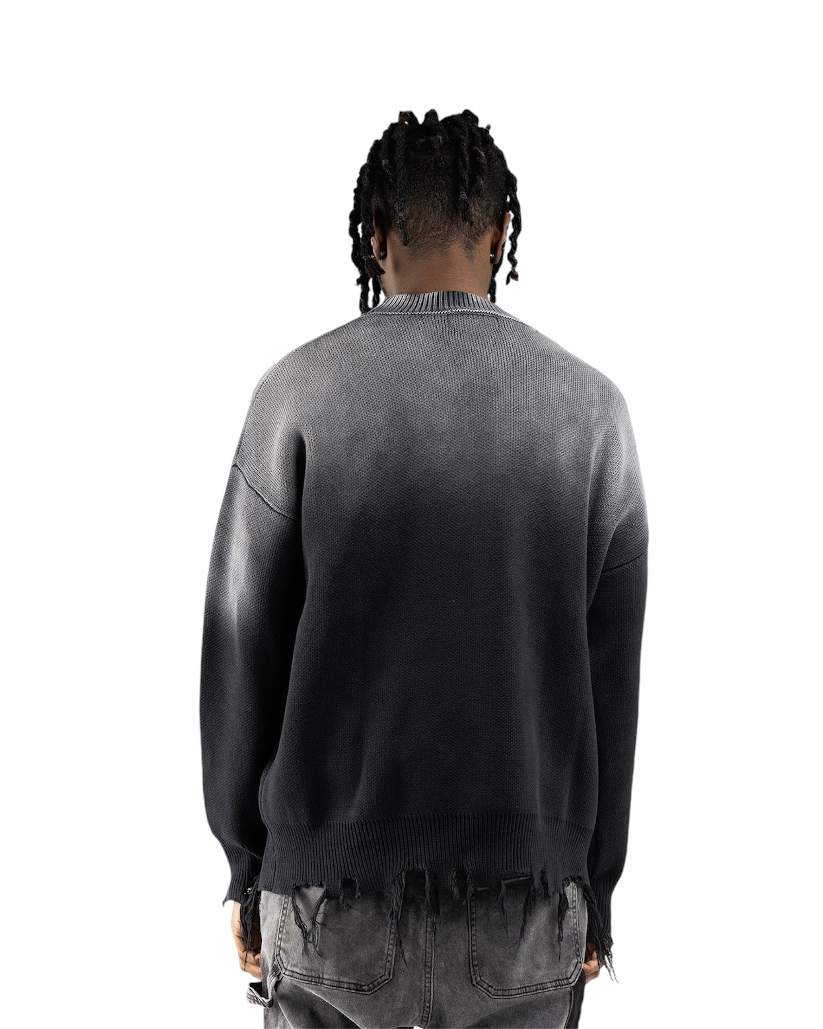 BLACK OPIUM DISTRESSED SWEATER