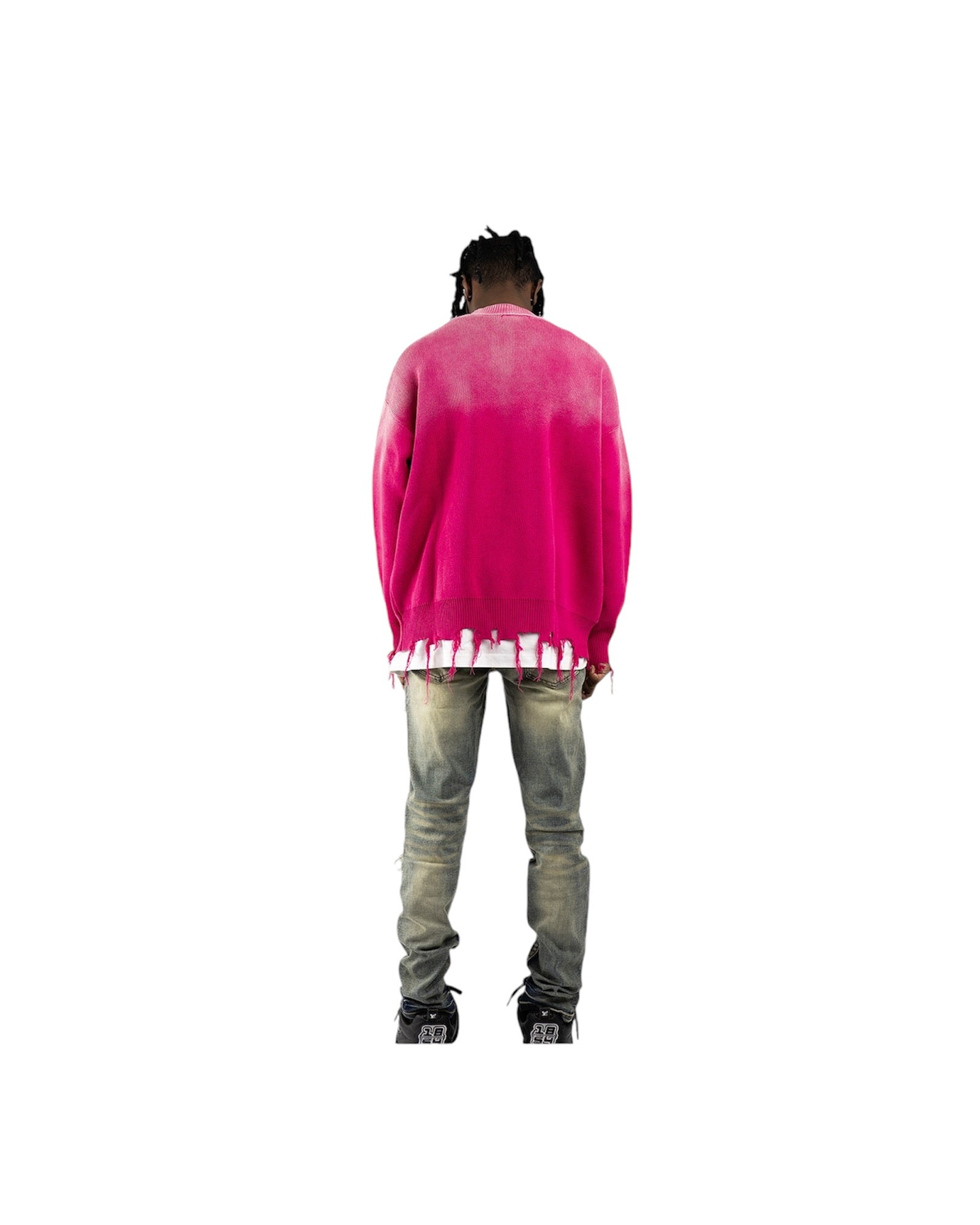 PINK OPIUM DISTRESSED SWEATER