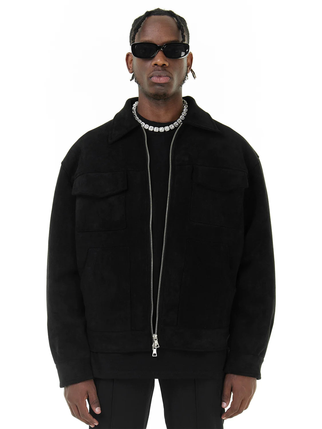 OVERSIZED BLACK SUEDE JACKET