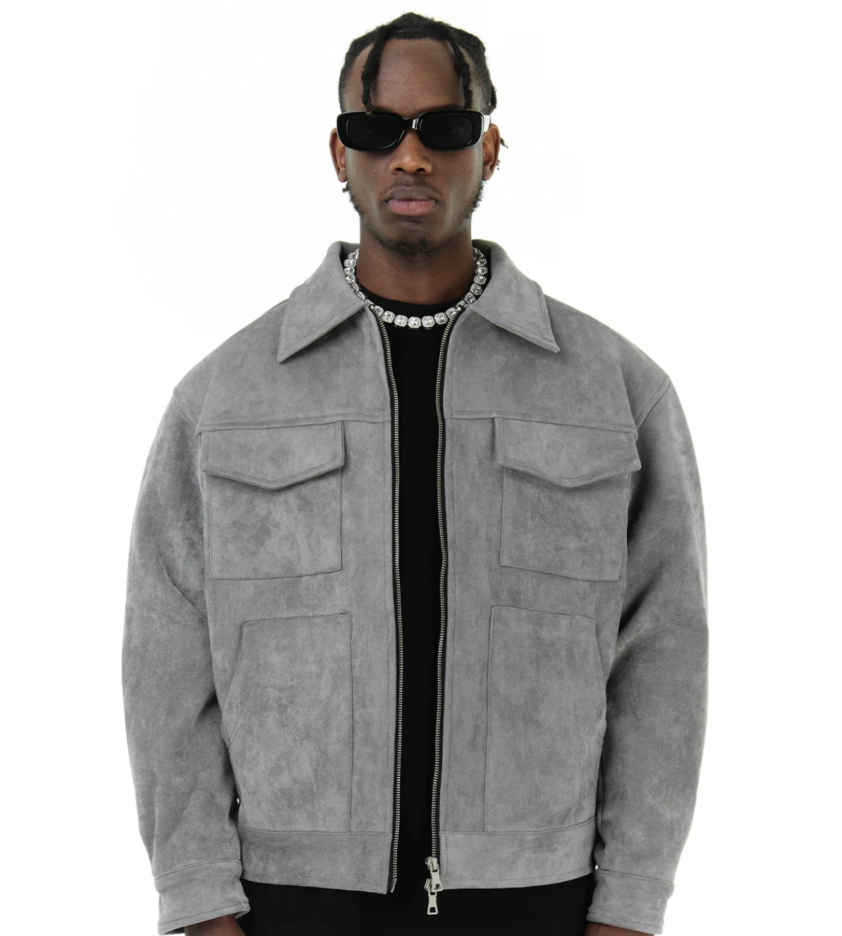 OVERSIZED GREY SUEDE JACKET