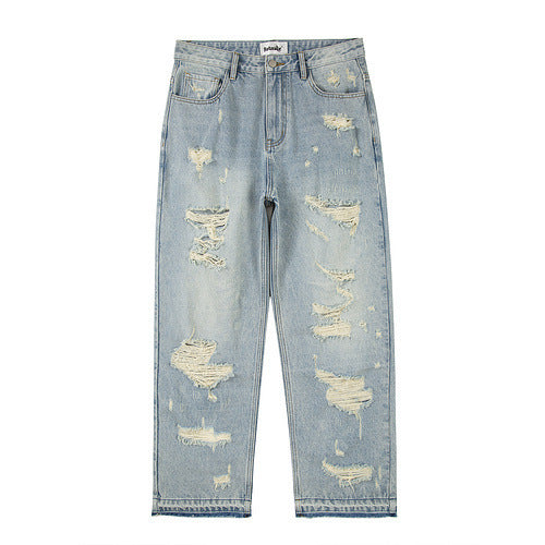 LOOSE WHISKERED DENIM FLARE PANT